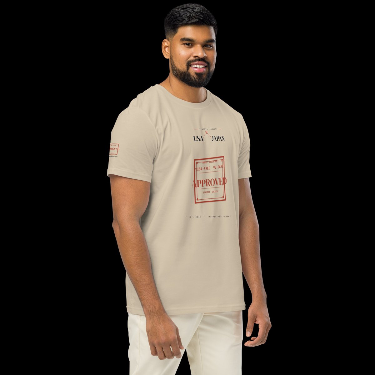 USA to Japan Visa-Free Approved Tee — sleeve view