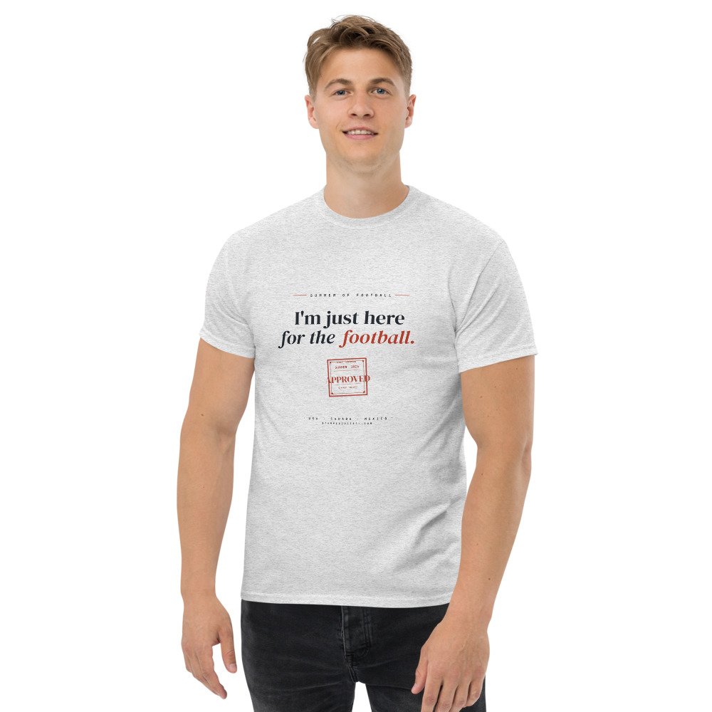 Just Here for the Football Canada Tee — worn, front view