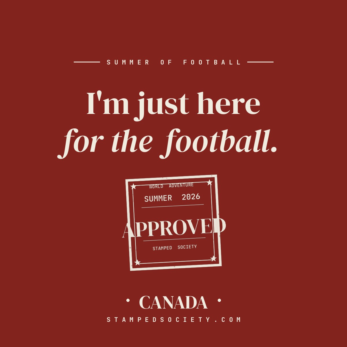 Just Here for the Football Canada Tee — vintage red