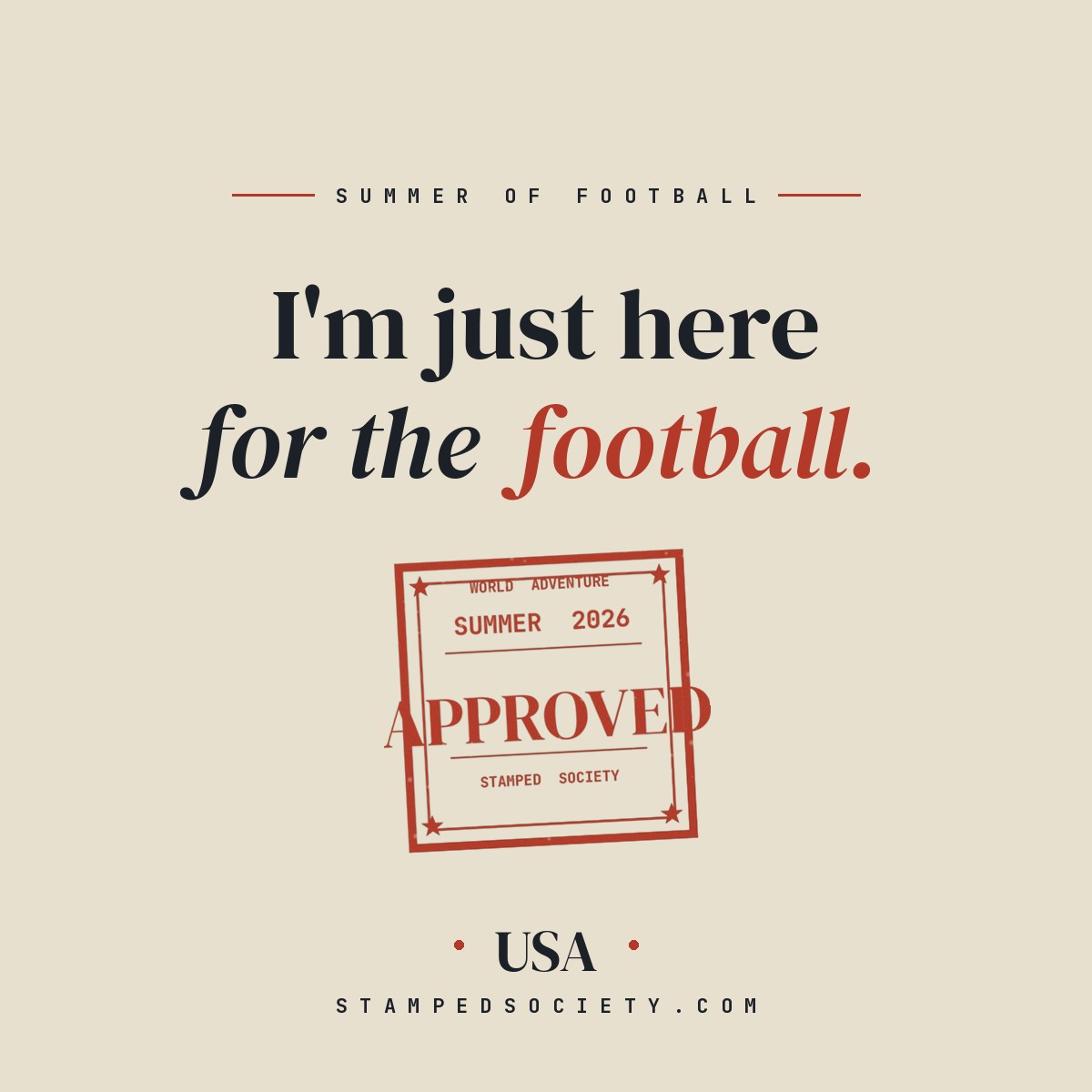 Just Here for the Football USA Tee — cream