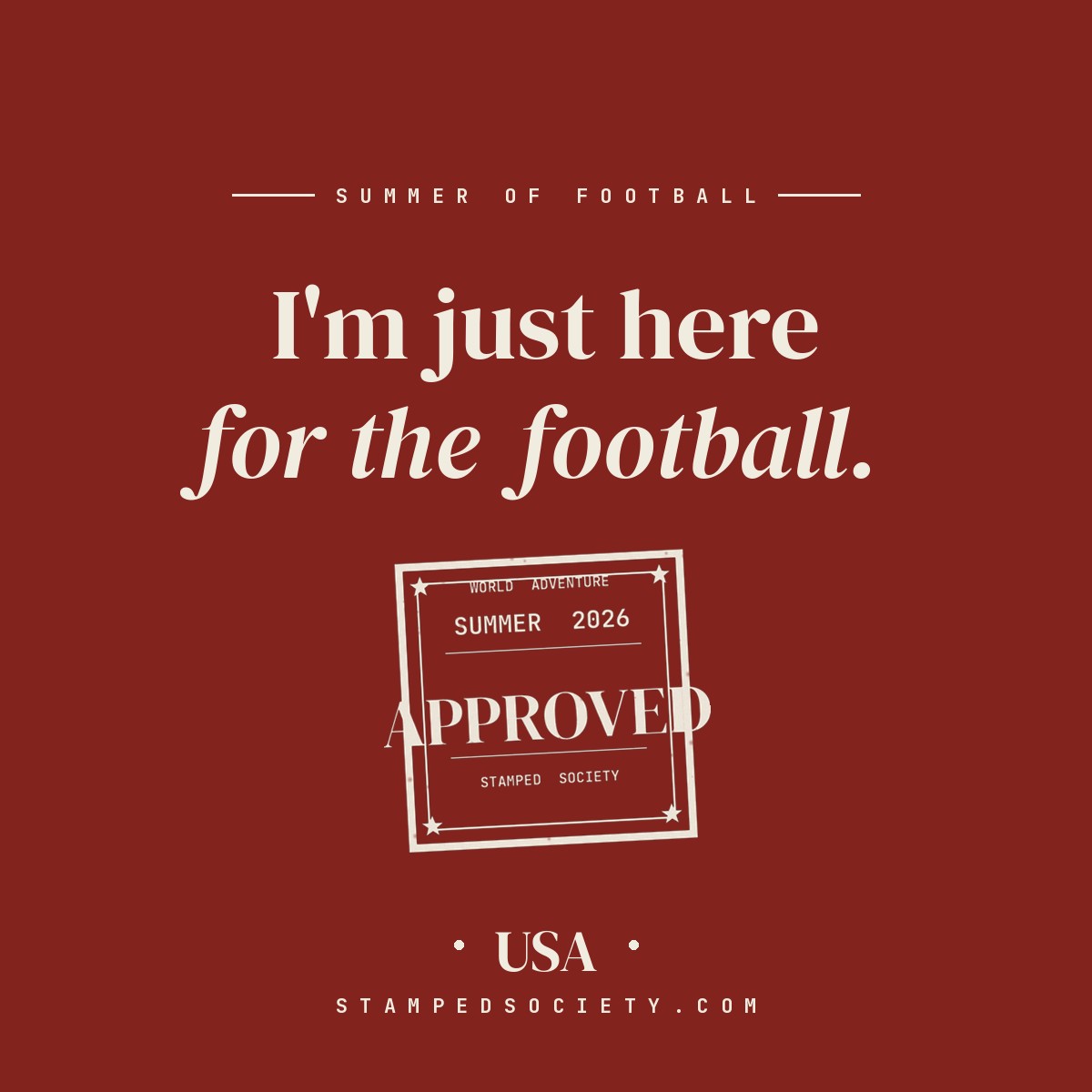 Just Here for the Football USA Tee — vintage red